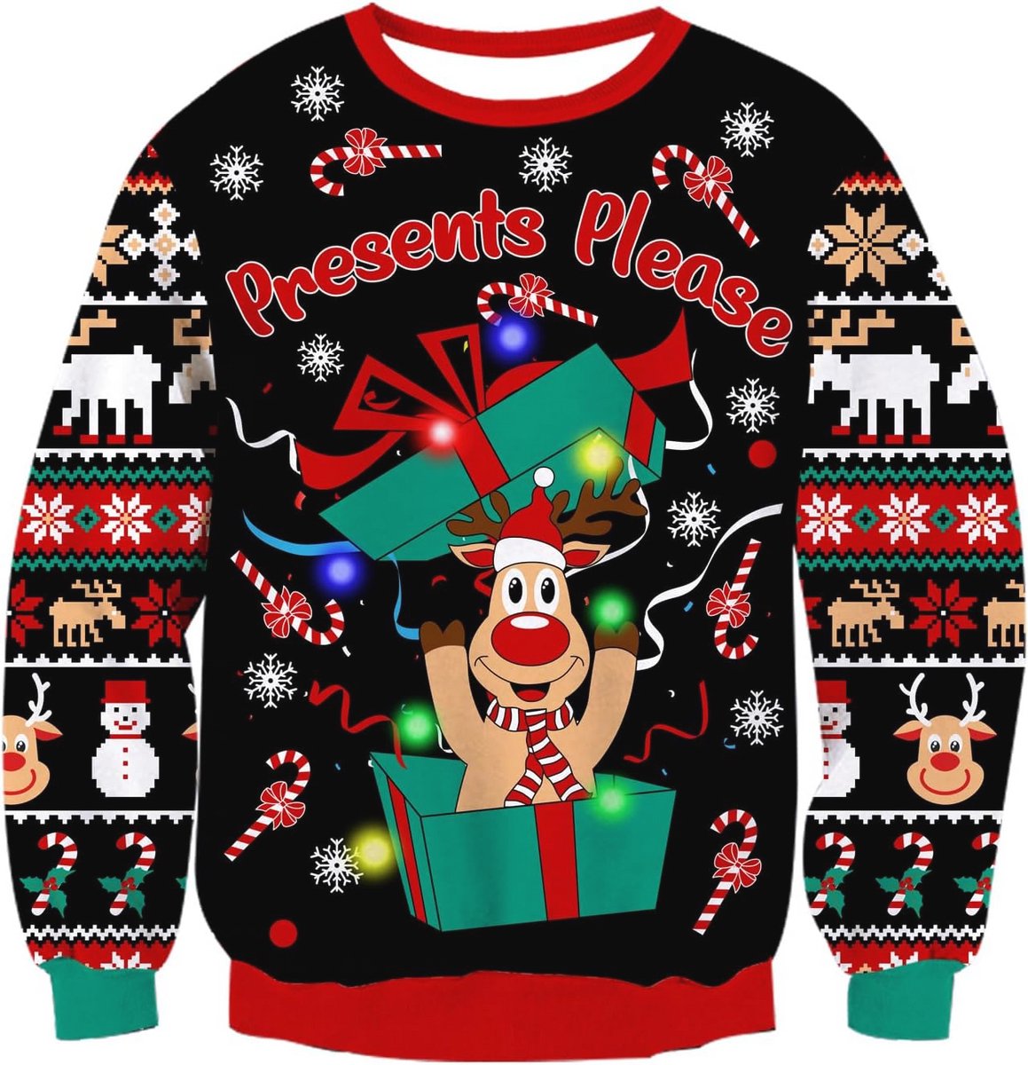 Freshhoodies Uniseks lelijke kersttrui heren dames kersttruien met lichten grappige pullover sweatshirt gebreide tops S-XXL