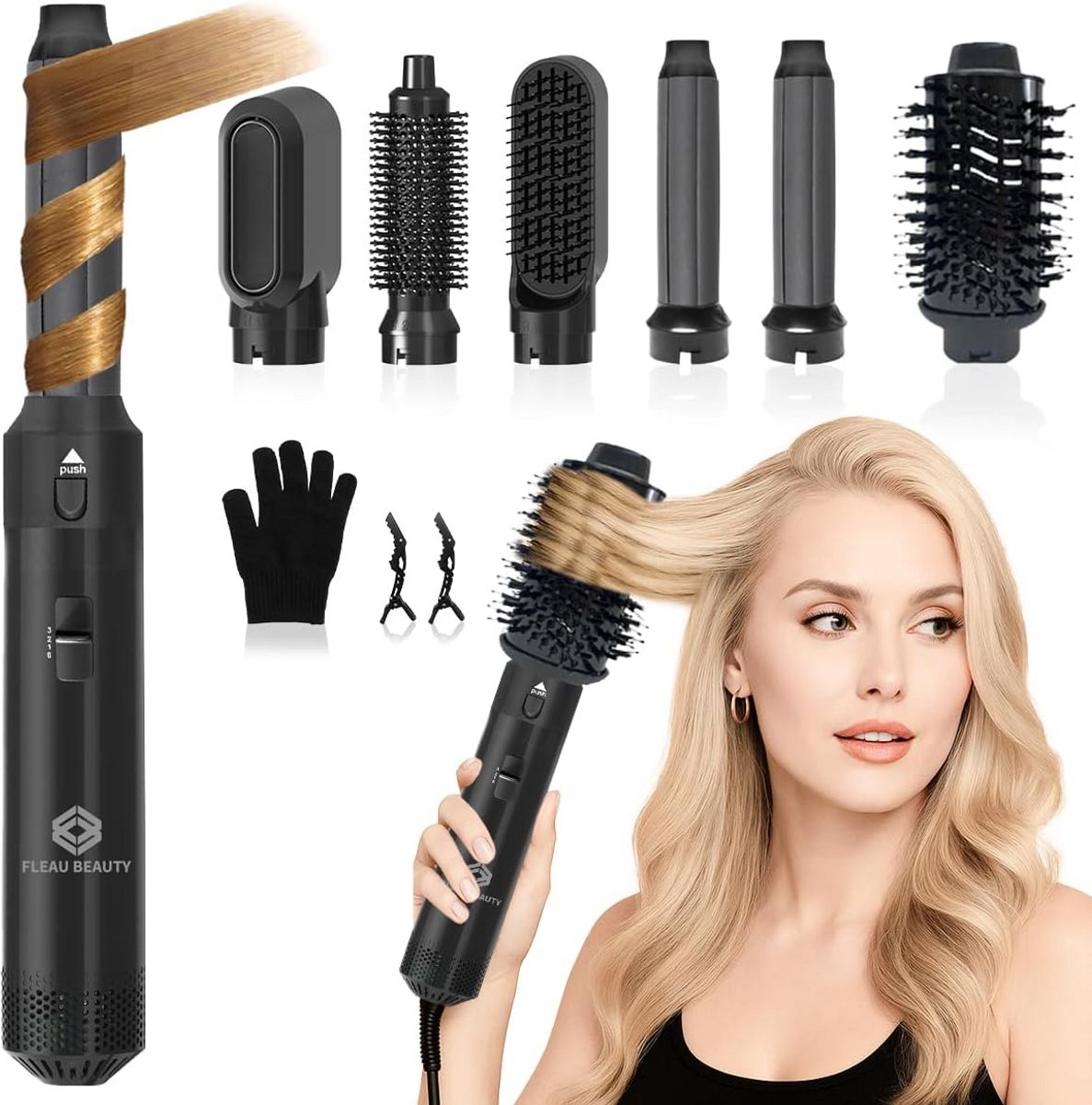 Multistyler Hete Lucht Borstel 6-in-1 Set voor Krullen en Stylen