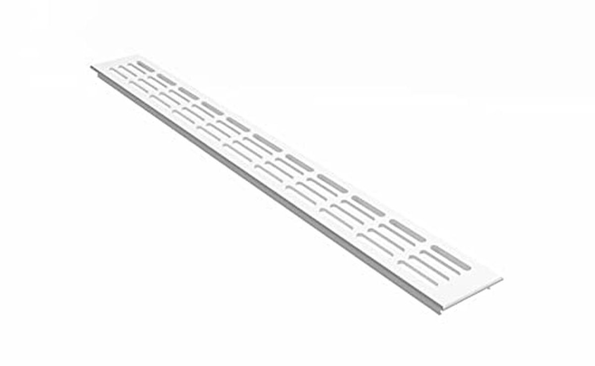 Ventilatierooster Wit RAL9016 Aluminium Gezinssysteem 60 mm Breed voor Badkamers en Keukens