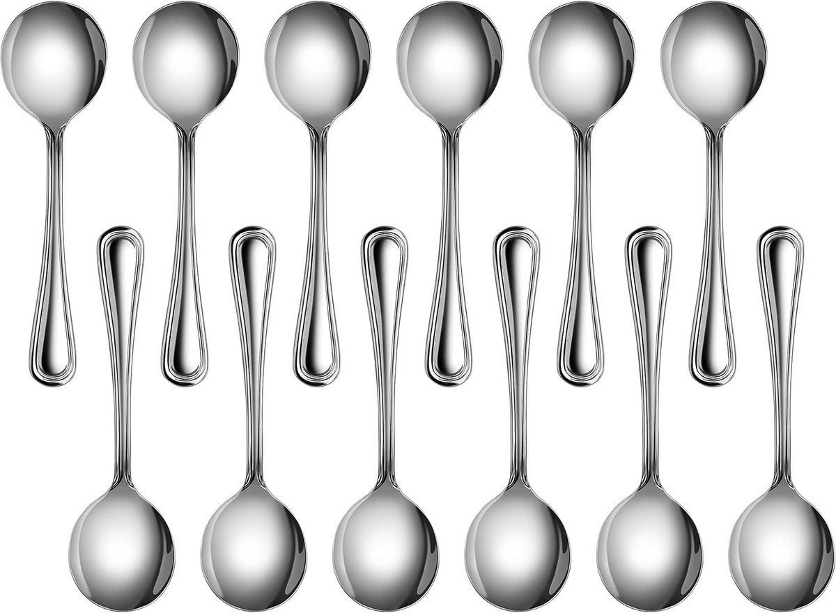 Slimline roestvrijstalen bouillonlepel set van 12, 5,7 inch