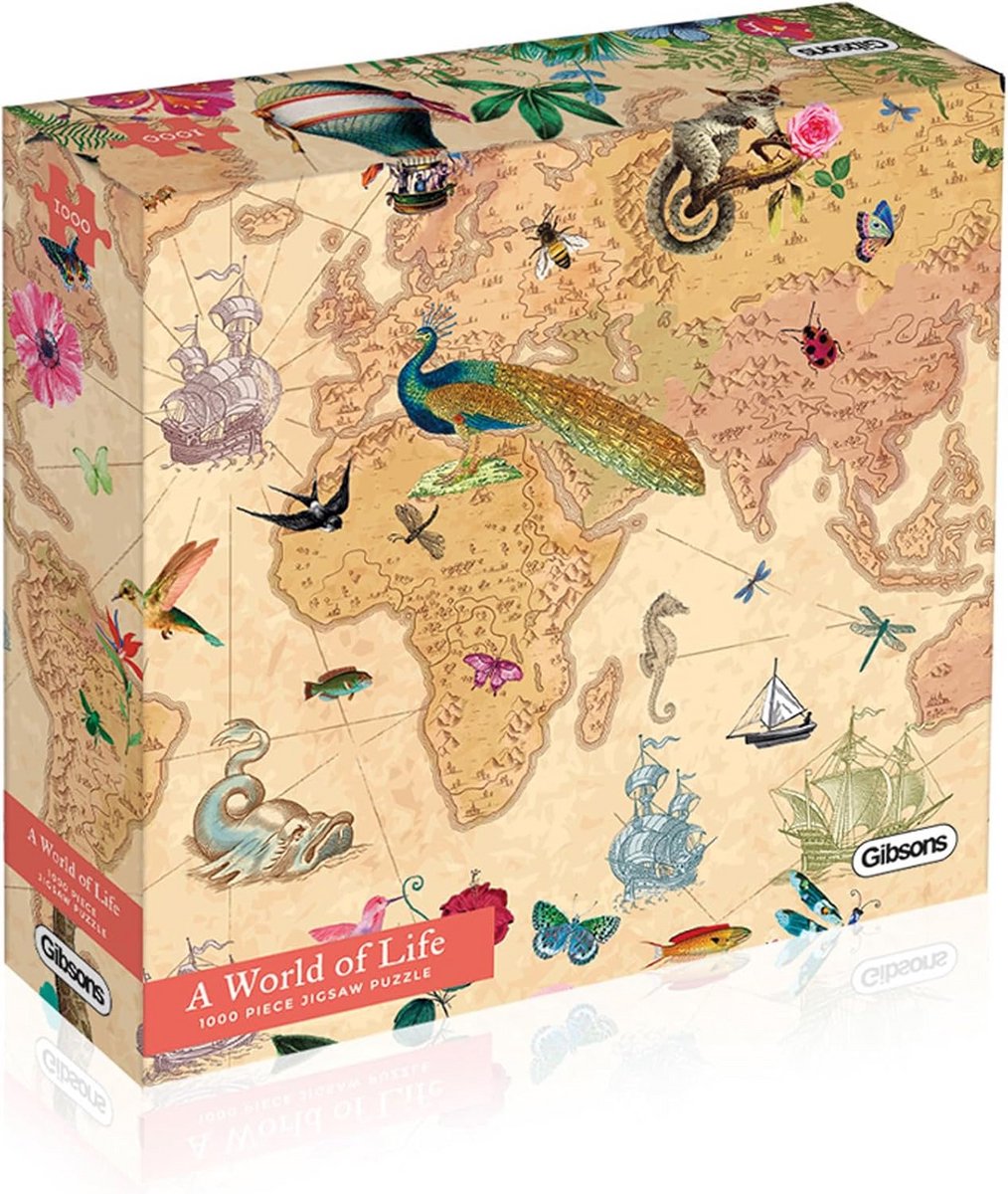 1000 Stuks Puzzel Wereldkaart Vol Fantasie en Detail