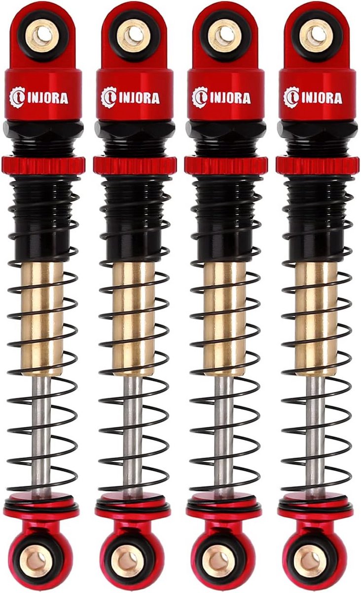 RC Schokdemper 43mm Teleschokken met Schroefdraad voor 1:24 Crawler - Rood, 4 Stuks