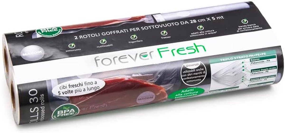 Embossed Vacuum Food Rolls - 2 Pack, 28cm x 5m