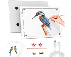 Oplaadbare A4 Lichtbak - LED Lichtpad met Standaard en Clip, 6 Helderheidsniveaus voor Tracering en Kunstenaars