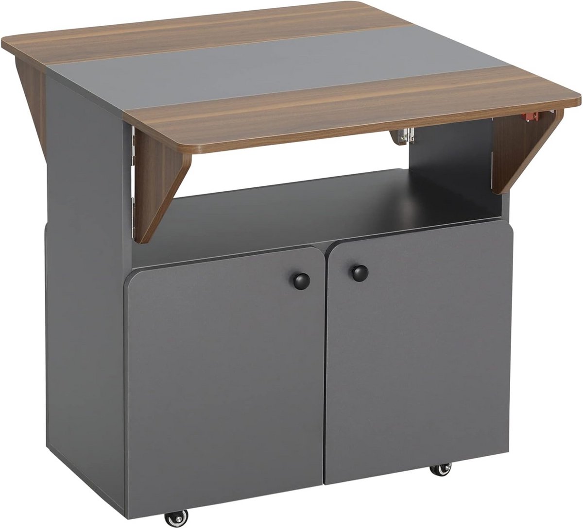 Opklapbare Eettafel met Wielen en Opbergruimte - Multifunctionele Keukentafel