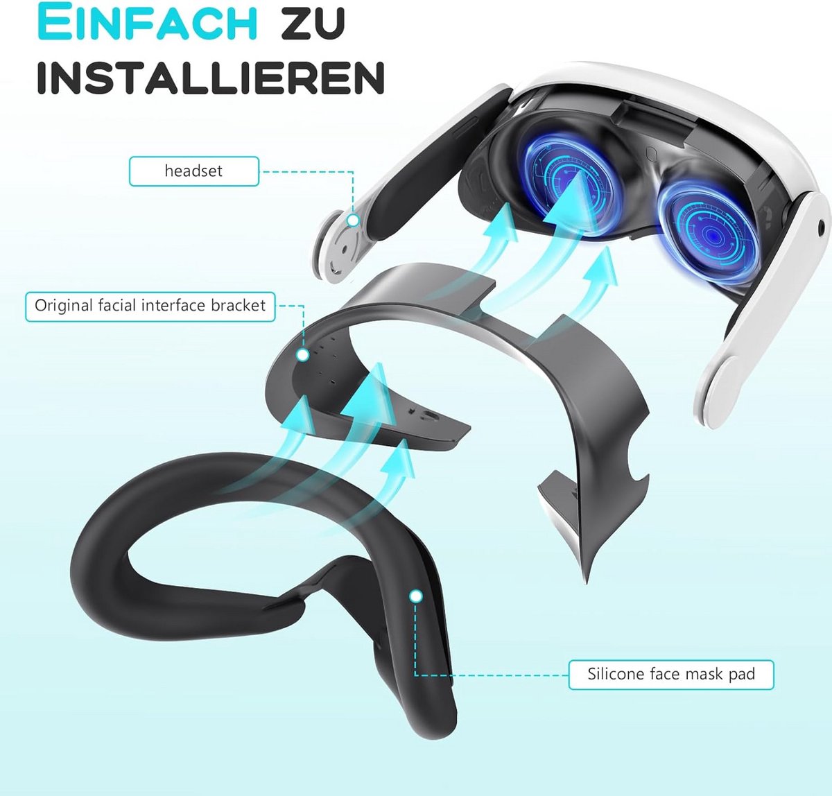 Siliconen Oogmasker voor VR, Zweetbestendig en Lichtdicht, Comfortabel VR-accessoire voor Meta Quest 3 (Zwart) thumbnail 6