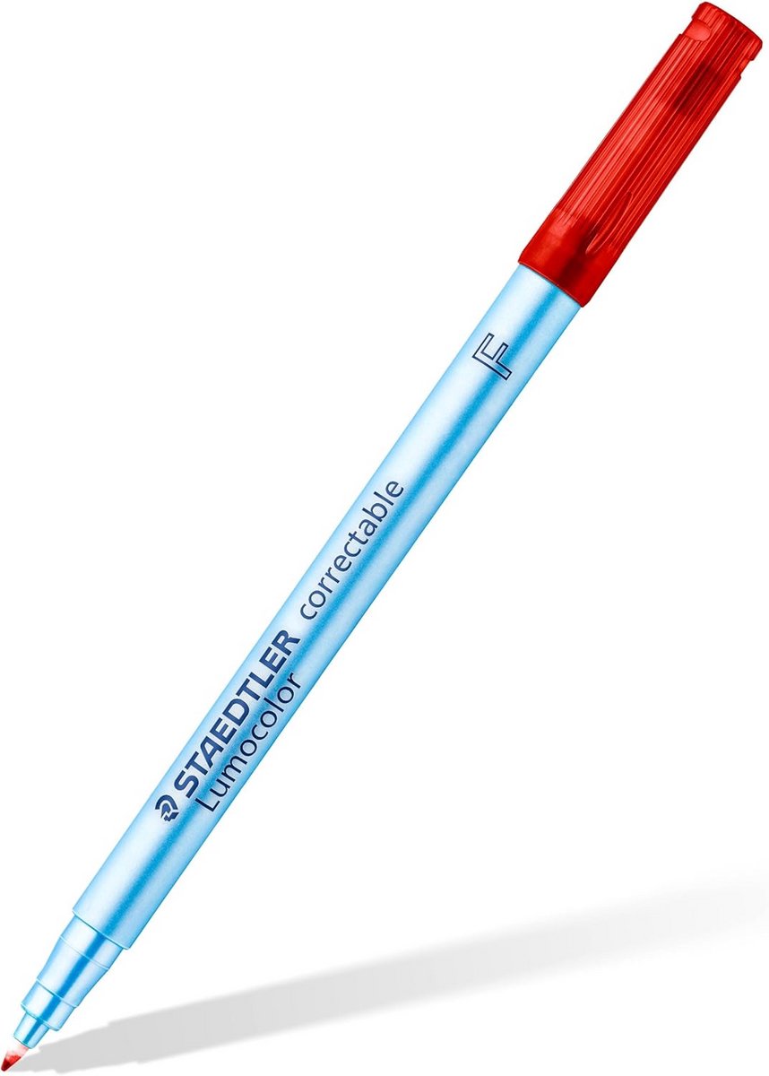 Correcteerbare foliestiften F-punt 0,6 mm - 10 stuks in kartonnen etui, rood