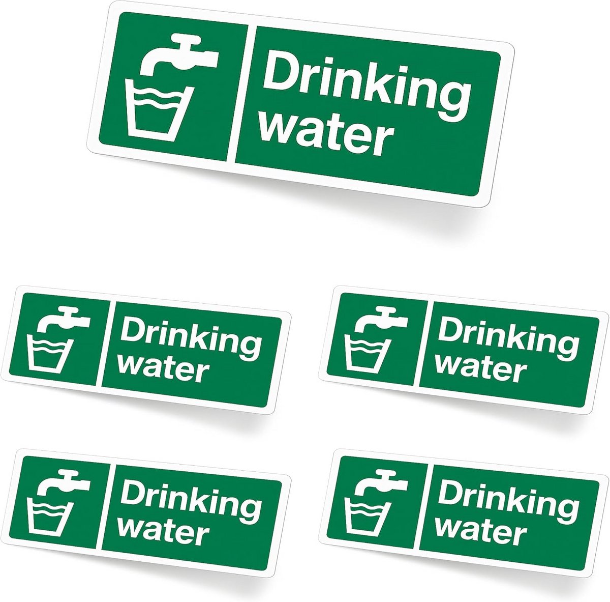 5pk Veiligheidsbord Drinkwater Stickers - Waterdichte Zelfklevende Etiketten voor Kantoor, Scholen, Gezondheidszorg, Transporthubs, Hotels, Restaurants