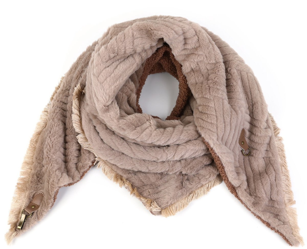 Dames - Winter - Trendy - Omslagdoek - Vachtsjaal Moira - Taupe