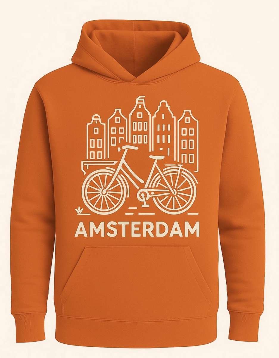 Hoodie Fiets Amsterdam - Oranje - XL