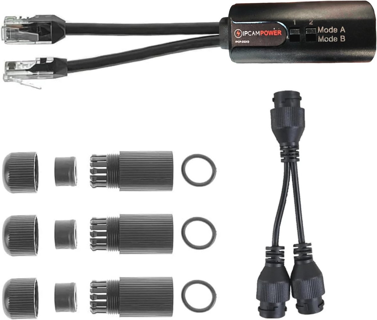 POE Combiner Splitter Adapter voor 2 IP Camera's op 1 Kabel