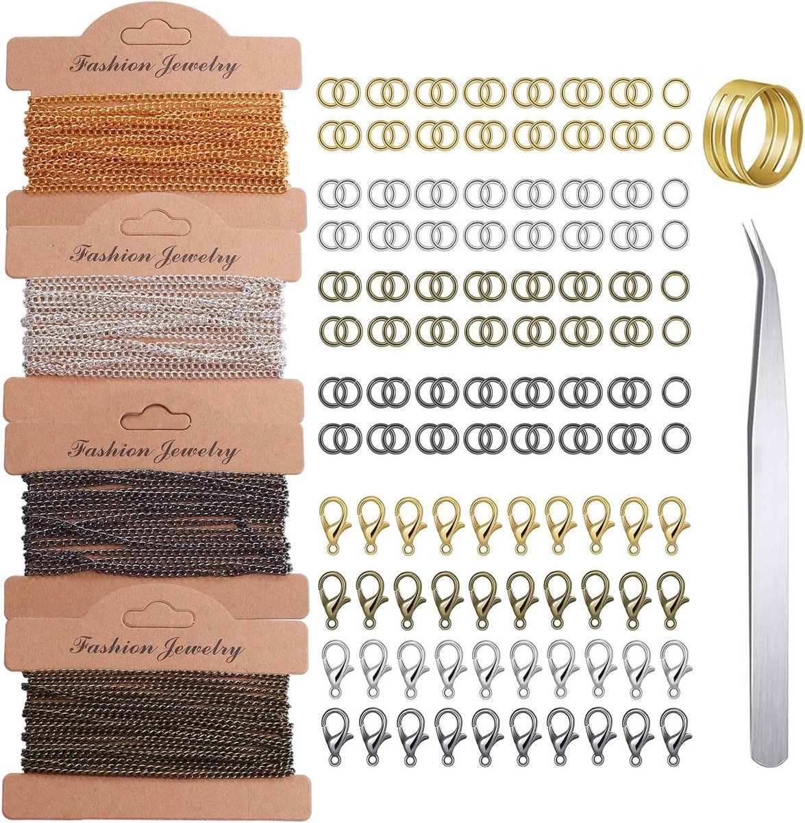 Metalen Kettingen voor Sieraden maken, 12 meter DIY Ketting met Kreeftclips en Springringen voor Handgemaakt Accessoires