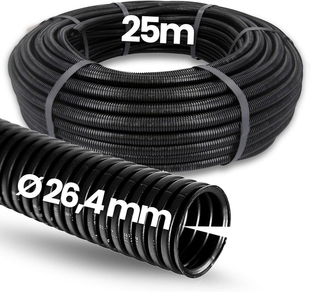 25 meter Gegolfde Buis voor Kabelbescherming en Dierenbescherming - ID 26,4 mm