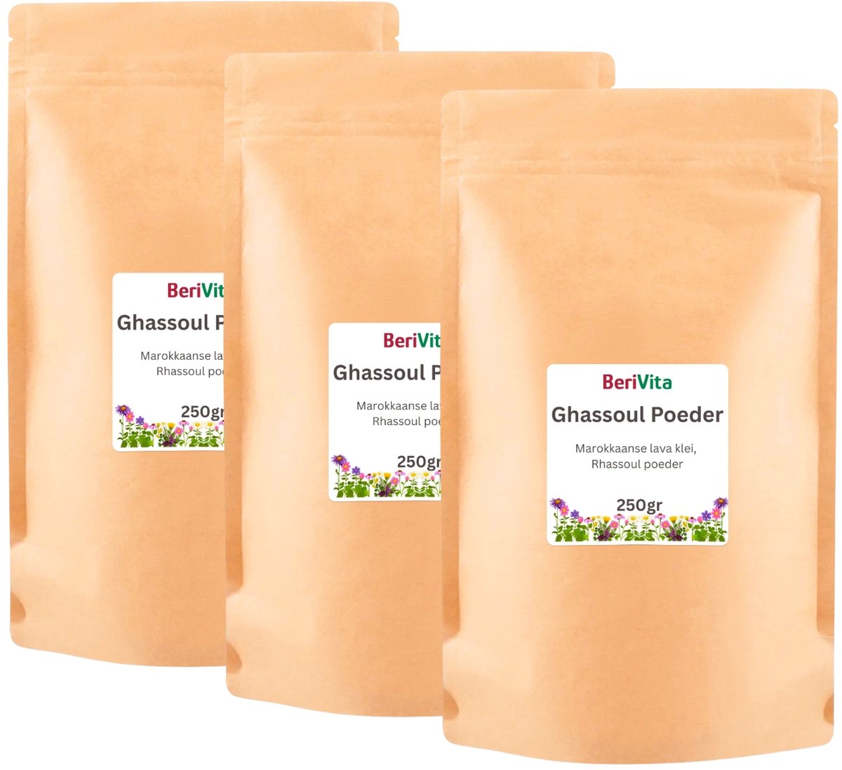 Ghassoul Klei Poeder 3x250gr - Puur, Onbewerkt Rhassoul Kleipoeder - Zonder Toevoegingen - Gezichtsmasker, Lichaamspakking
