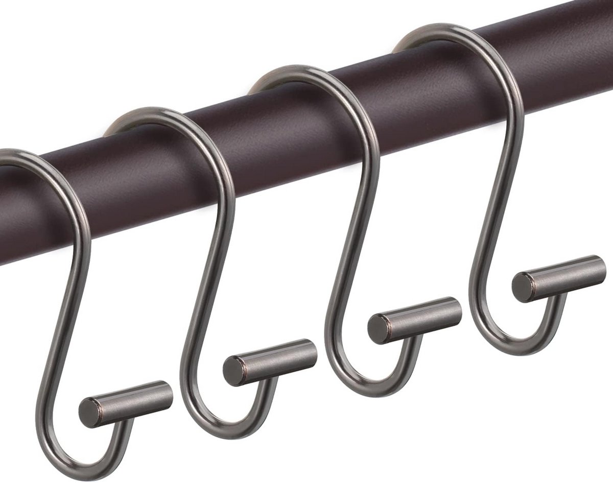 Brons Shower Curtain Hooks - Roestvrije Muurhaakjes voor Badkamer - Set van 12 Decoratieve Haakjes