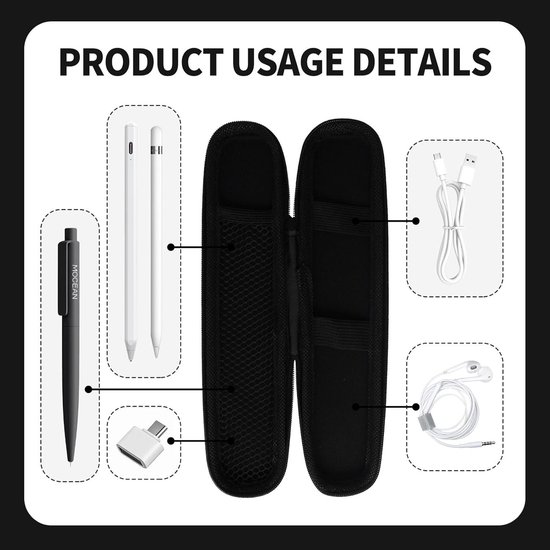 Allecta - Pencilhouder Etui voor Apple Pencil Pro/USB-C - Neopreen Beschermhoes met Opbergvak - Krasbestendig - Compatibel met iPad Tablet. — afbeelding 5