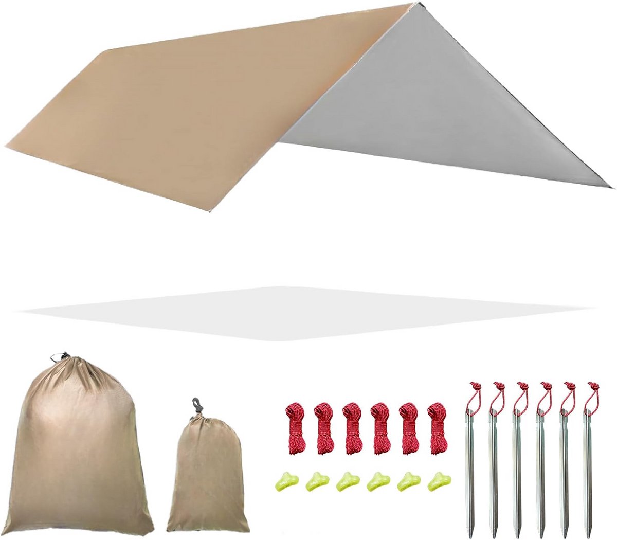 Waterdichte en UV-bestendige Camping Tarpaulin 3 x 3 m - Lichtgewicht Bescherming voor Buitenactiviteiten