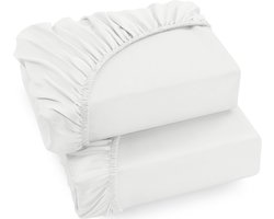 Utopia Bedding Set of 2 Fitted Sheets, 35cm Deep, Easy Care Soft Brushed Microfiber Fabric, Shrink and Fade Resistant (90 x 200cm, White)