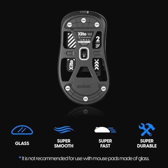 Superglide Glass Mouse Skates - Consistent Controllable Sliding, Polished Round Edge, Super Balanced Gaming Mouse Feet with Durable Sole for Universal 6mm + 9mm 12pcs (Type-C, White) van Superglide — afbeelding 3