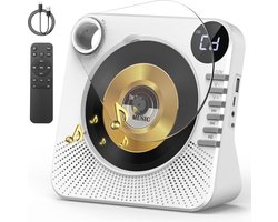Greadio Draagbare cd-speler met bluetooth 5.1, kindercd-speler met luidspreker, afstandsbediening, hifi-geluid, stofbescherming, AUX/USB-weergave, draagbare cd-speler voor thuis (wit)