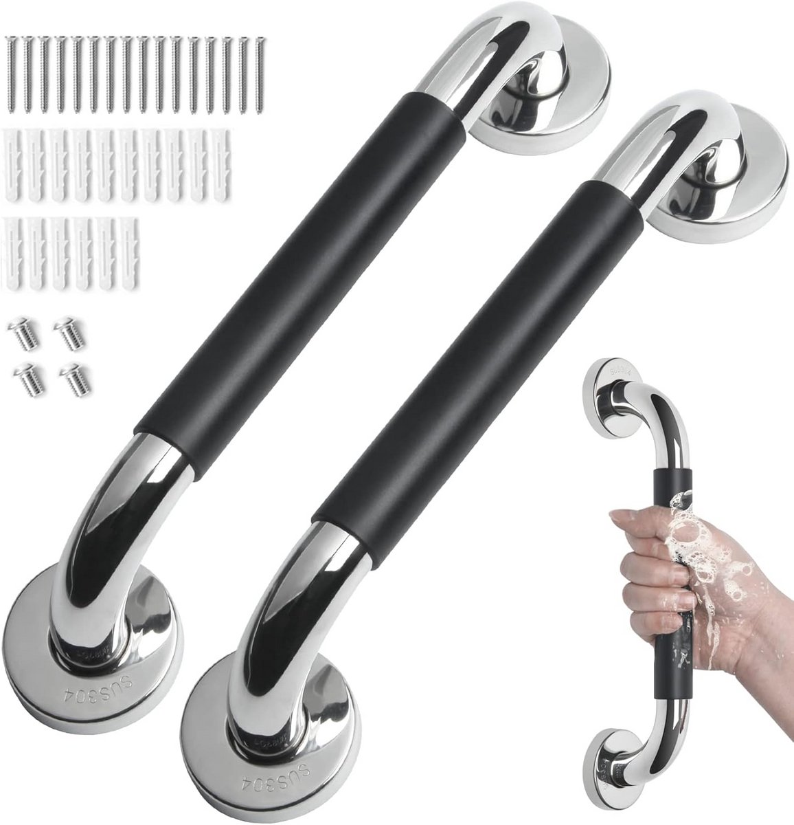 Set van 2 Beugels voor Badkamer en Douche - 30 cm Antislip Veiligheidssteun