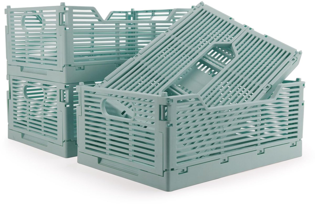 Ibenzoa® Set van 4 Opvouwbare Plastic Opbergboxen voor Thuis en Kantoor
