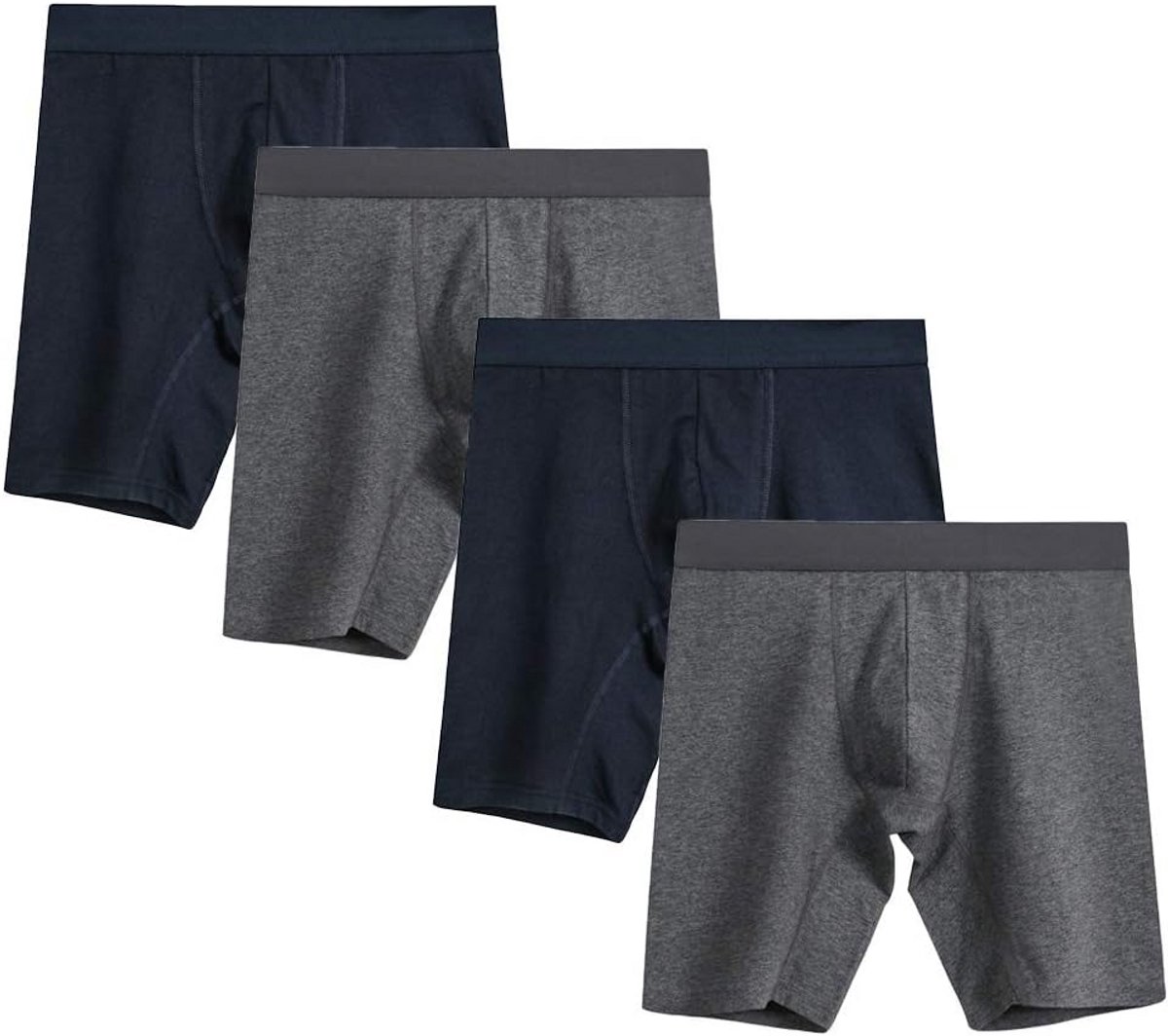 Set van 4 Lange Boxershorts voor Heren - Naadloos Katoen met Stretch