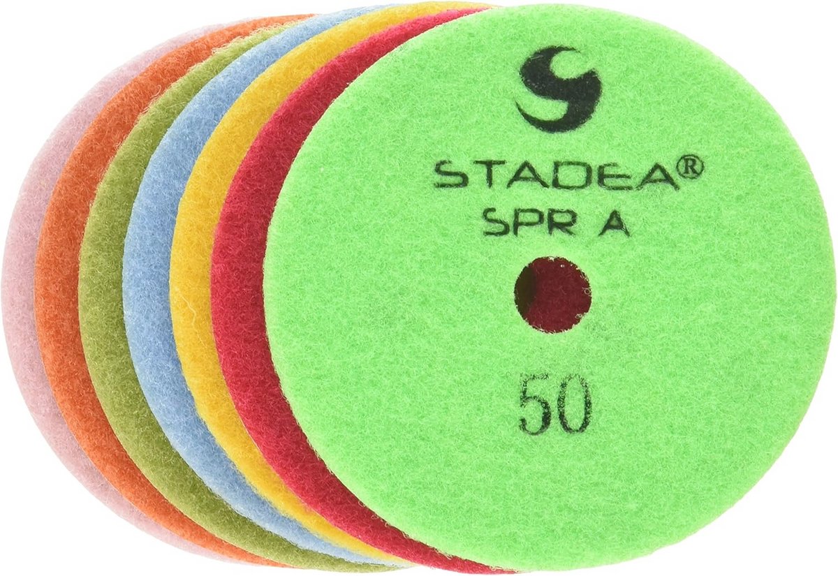 Droge Diamant Polijstpads 4" voor Graniet, Marmer en Beton - 5 Stuks + Rubber Backer