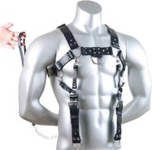 Bondageharnas met riem en ketting - Ringen voor extra BDSM activiteiten - Leder - Verstelbaar