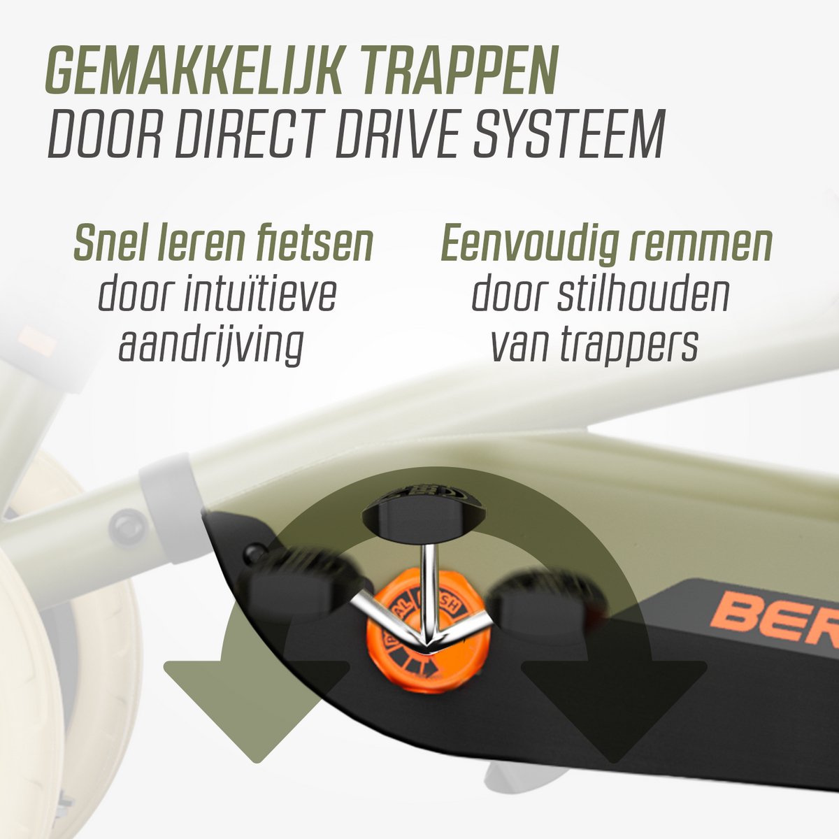 BERG Buzzy 2-in-1 Retro Skelter - 2+ jaar - Verstelbare Stoel - Veilige en Stabiele Wegligging - Groen - incl. duwstang — afbeelding 4