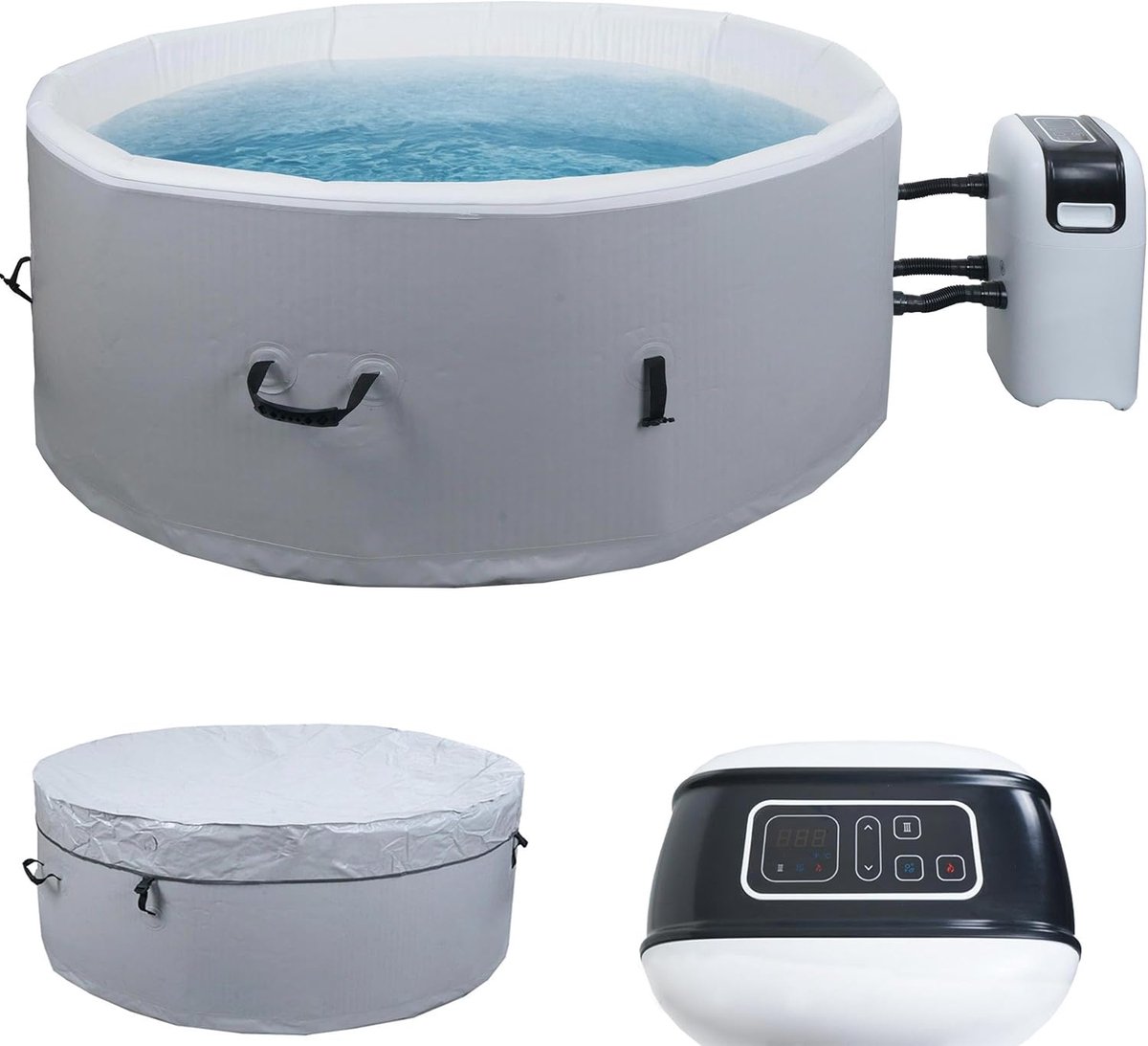 Drop-stitch Premium Ronde Spa N97 $\varnothing$ 180 x 63 cm - Verwarmbare 5-Persoons Whirlpool met 135 Airjets, Extreem Stabiele PVC Stof en Pomp Systeem door Alta Furniture