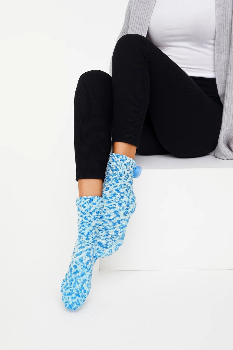Admas Chenille Sokken voor Dames Blauw