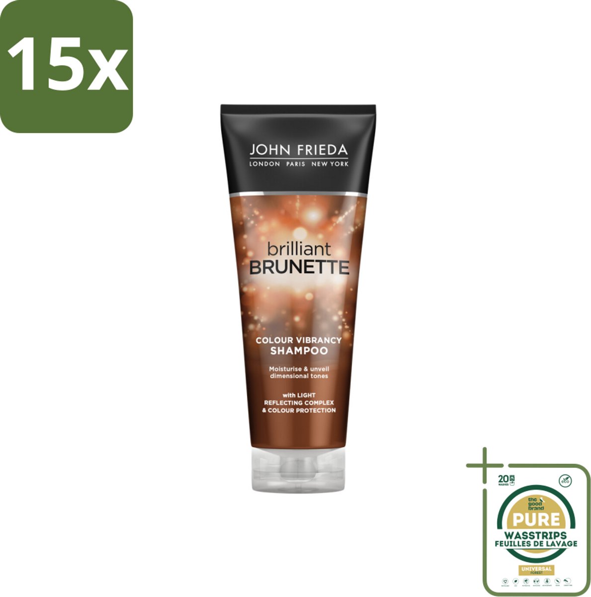 15 x John Frieda – Shampoo – Colour Vibrancy – Kleurbehoud en glans – 250 ml - Grootverpakking - Koffiezetapparaat