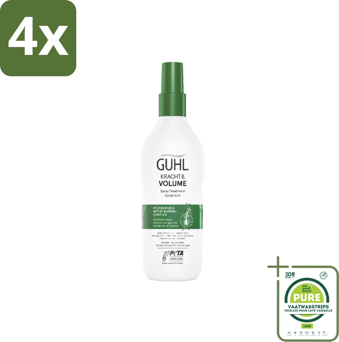 Guhl – Spray Treatment – Kracht & Volume – 150 ml - Voordeelverpakking - 4 stuks - Haarversterking - Volumeboost