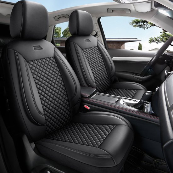 Housses de siège de voiture pour Renault Captur 2 2019 | Ensemble de 2 pièces | AIS205 | Cuir artificiel Zwart