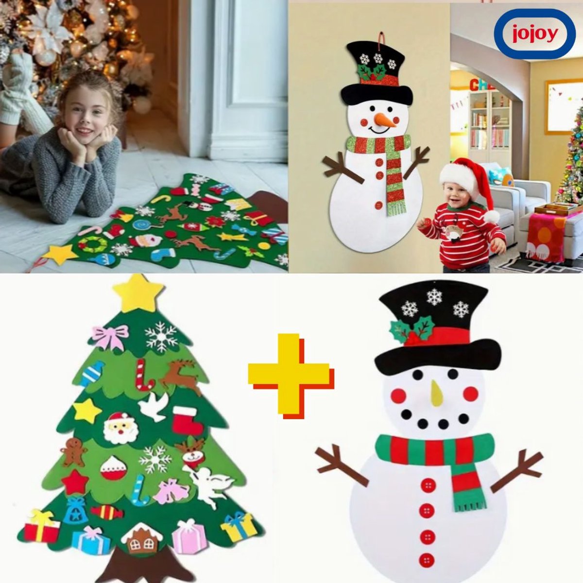 kerstboom voor kinderen, doe-het-zelf vilten kerstboomset, 3.2ft vilten