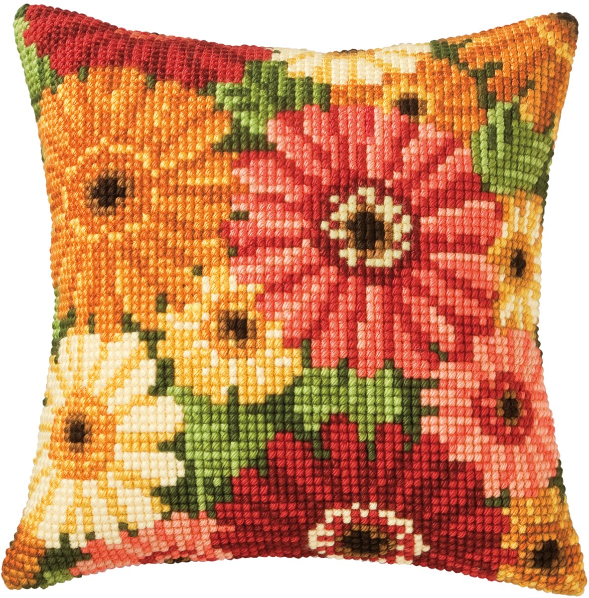Vervaco - Kruissteekkussen kit - Bloemenweelde - PN-0008796 - Borduren - Borduurpakket - Borduurpakket volwassenen - Borduurpakket kind
