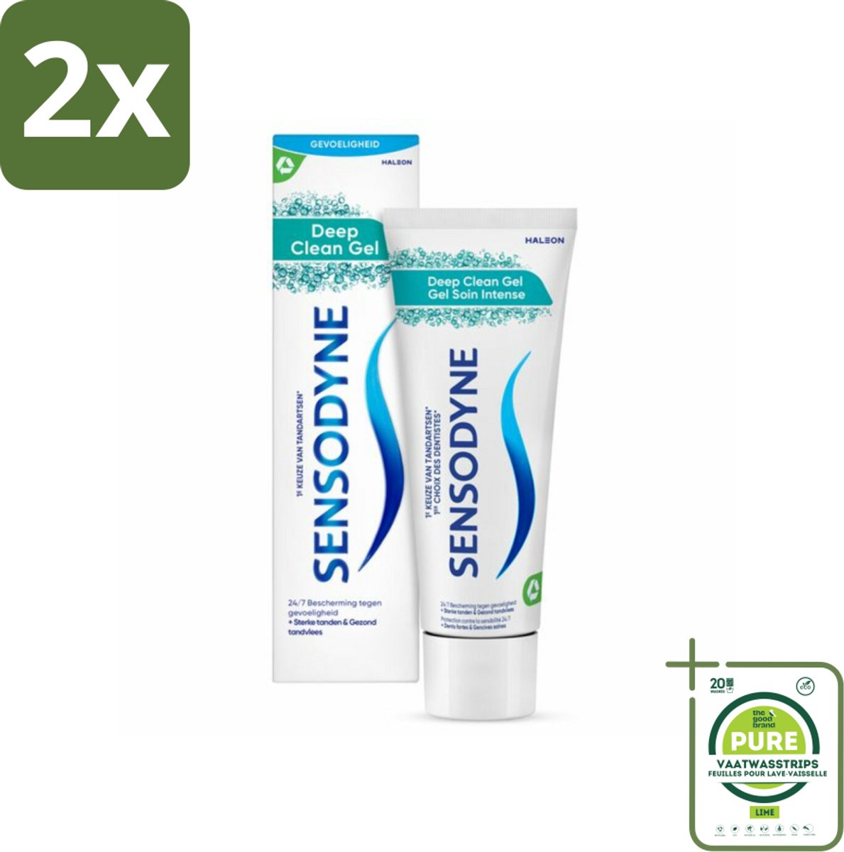 Sensodyne - Tandpasta - Deep Clean Gel - Grondige Reiniging - 75 ml - Voordeelverpakking - 2 stuks - Tandpasta voor gevoelige tanden - Gevoelige tanden