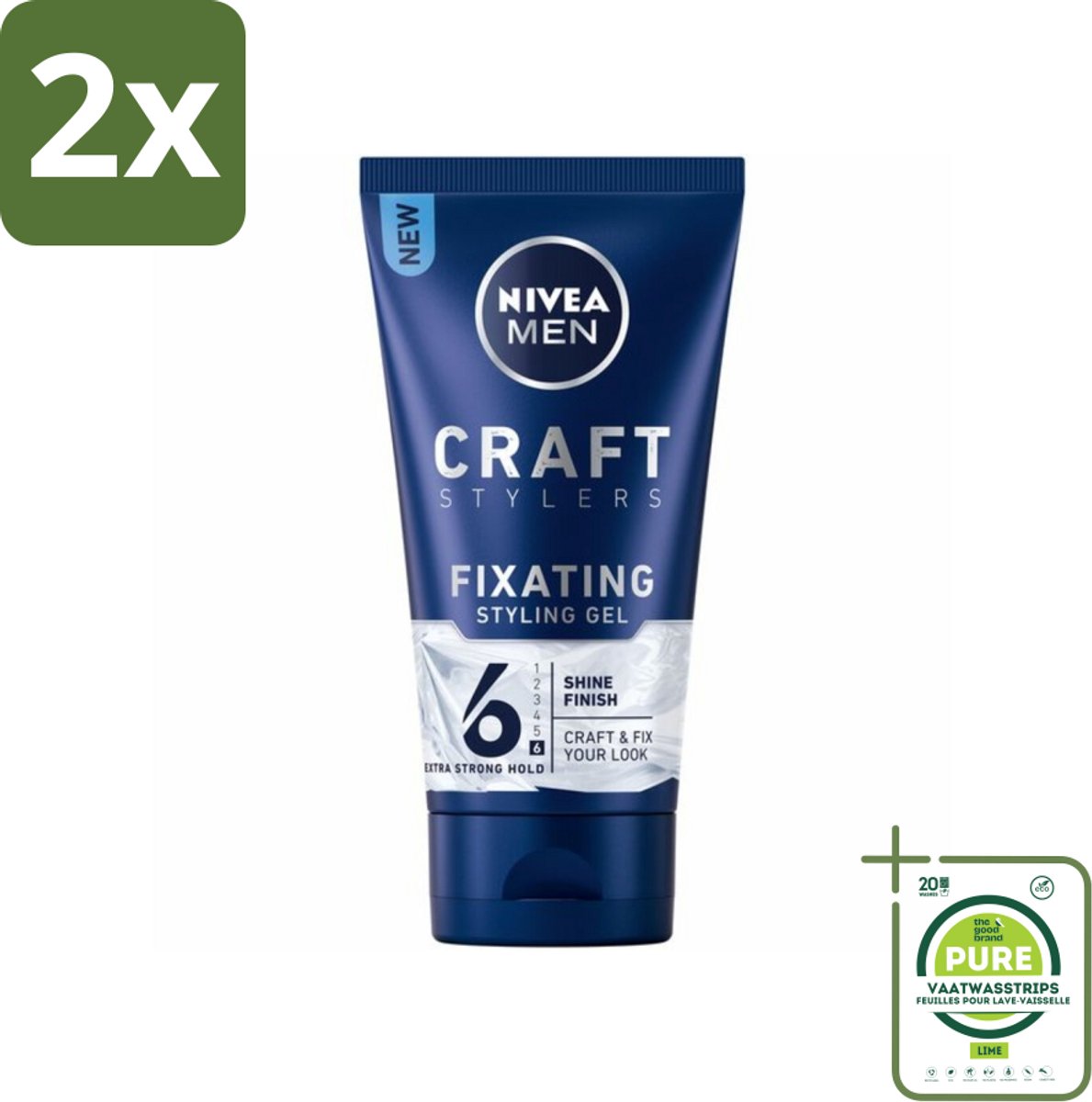 NIVEA MEN - Styling Gel - Shine - 150 ml - Voordeelverpakking - 2 stuks - Styling gel - Haar fixatie