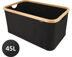 KROMS Wasmand opvouwbaar - Zwart - 45L - Laundry basket - Heupwasmand - Opvouwbare wasmand - Opbergmand