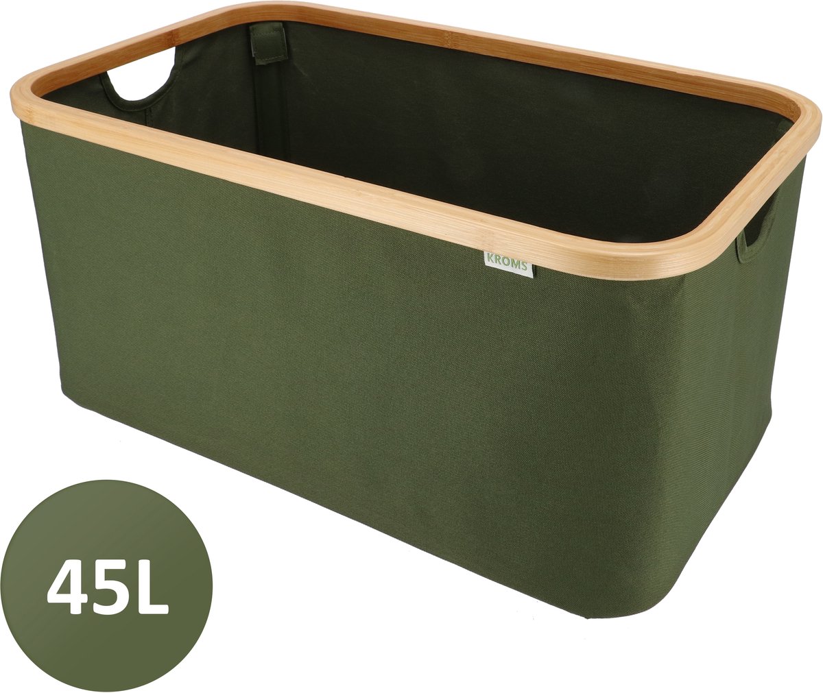 KROMS Wasmand opvouwbaar - Olijfgroen - 45L - Laundry basket - Heupwasmand - Opvouwbare wasmand - Opbergmand