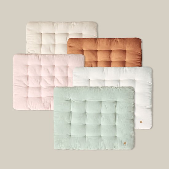 Speelmat baby - Rechthoekig Speelkleed - 100% Biologisch Mousseline Katoen - Luxe en Veilige Plek voor Ontwikkelingsactiviteiten - Ideaal voor Babygym, Speeltenten en Tipi-tenten - 110 x 85 cm - Caramel van Little Dutch — afbeelding 3