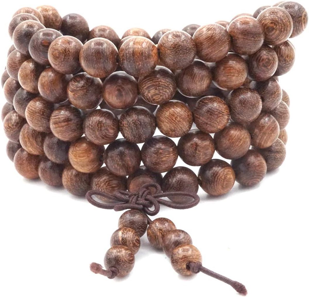 Provento - Mala-armband van 8 mm met 108 kralen van natuurgoud en sandelhout voor meditatie