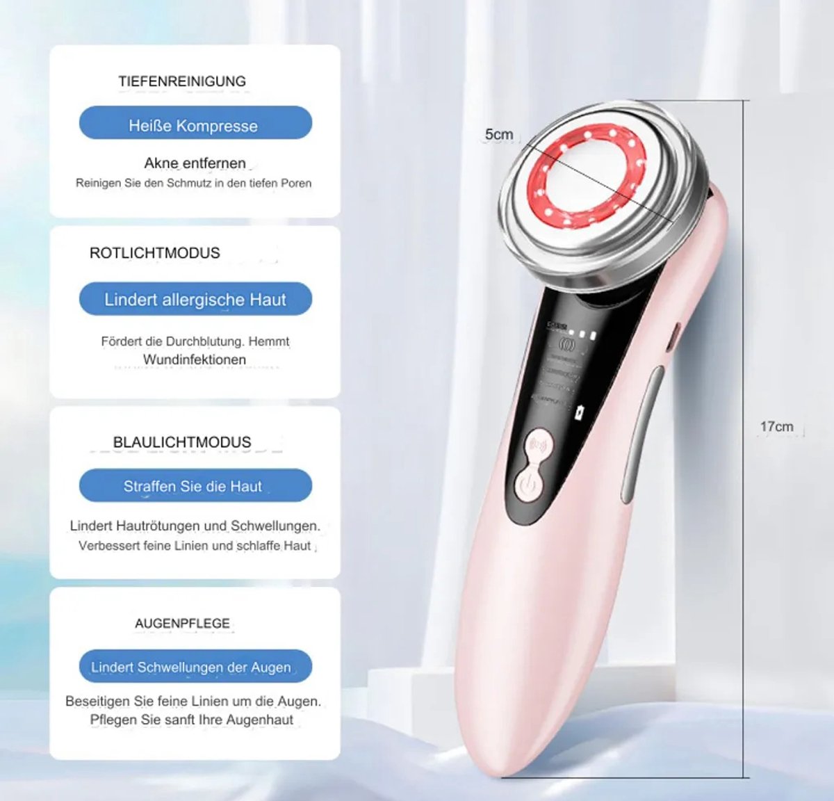 Gezichtsmassageapparaat, rimpelverwijderaar, apparaat Geschikt voor het verstevigen van nek en gezicht, vibratiemassageapparaat, EMS-gezichtsliftapparaat, apparaat Geschikt voor dieptereiniging
