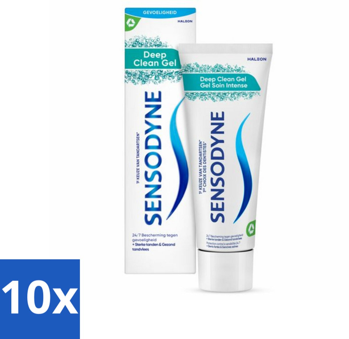 Sensodyne - Tandpasta - Deep Clean Gel - Grondige Reiniging - 75 ml - Bulkverpakking - 10 stuks