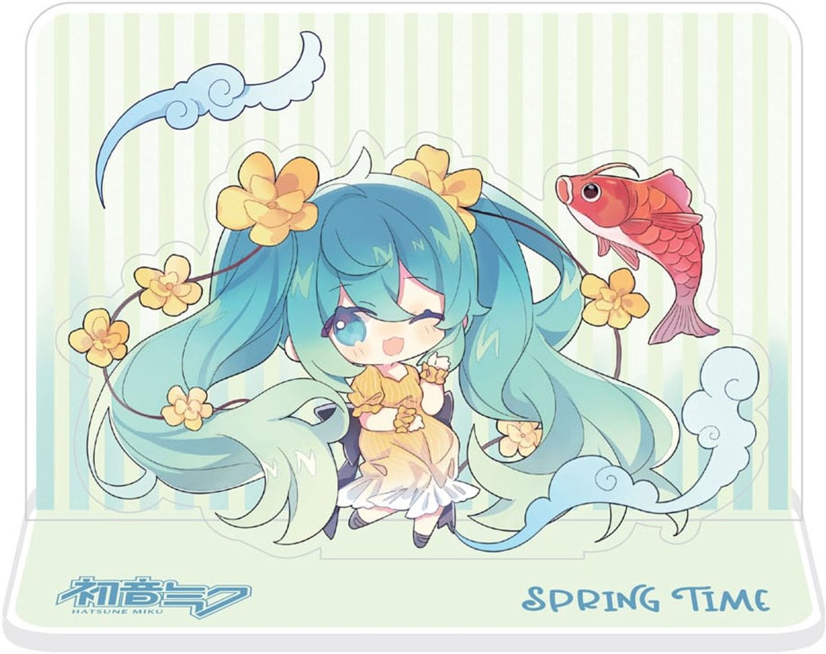 POPbuddies Hatsune Miku Acrylic Figure Standee Hatsune Miku Spring Time Chibi Miku met Koi 11 cm Decoration