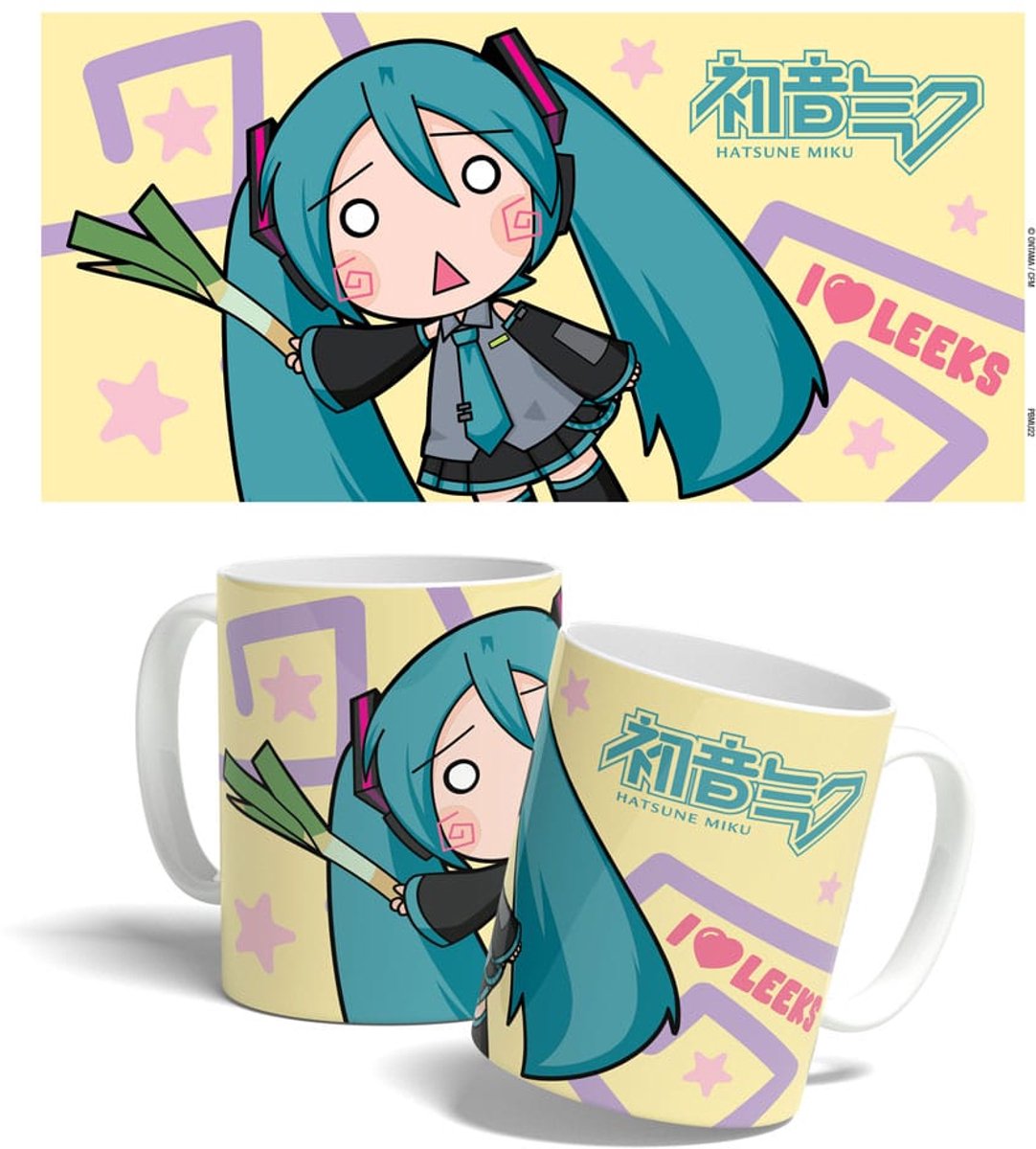 POPbuddies Hatsune Miku Mok / Beker Miku Chibi Leek Girl 325 ml Cups & Mok / Bekers