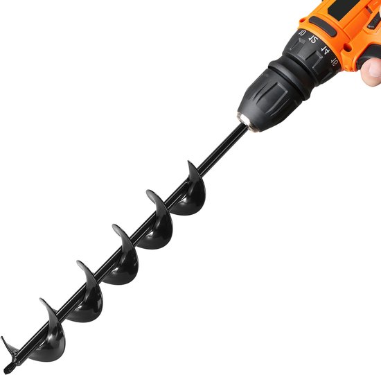 Accugrondboor 7N-m, 550rpm, elektrische grondboor, 2000 mAh, lithium-accu, draadloze hekpaalboor voor tuinwerk, paalboor, tuinboor, grondboor