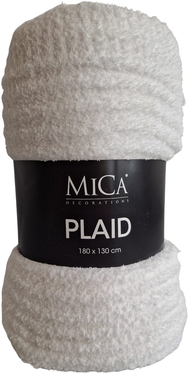 Mica Charlene Fleece Plaid 180x130 cm – Zacht Woondeken – Wit