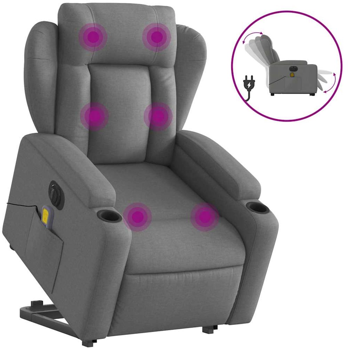 vidaXL Elektrische Sta-op-massagestoel Donkergrijs - vidaXL - €347,99